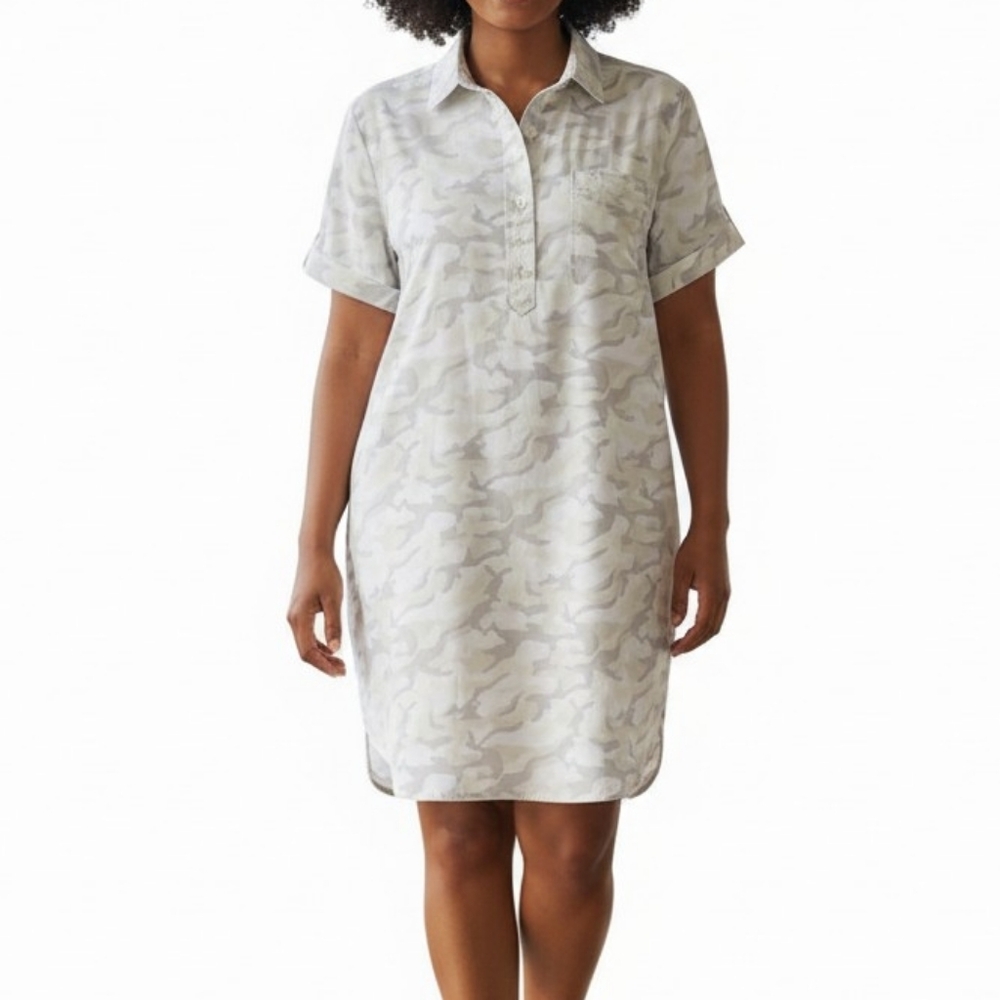 Vineyard Vines Light Gray Camo Shirt Dress - Picture 10 of 10